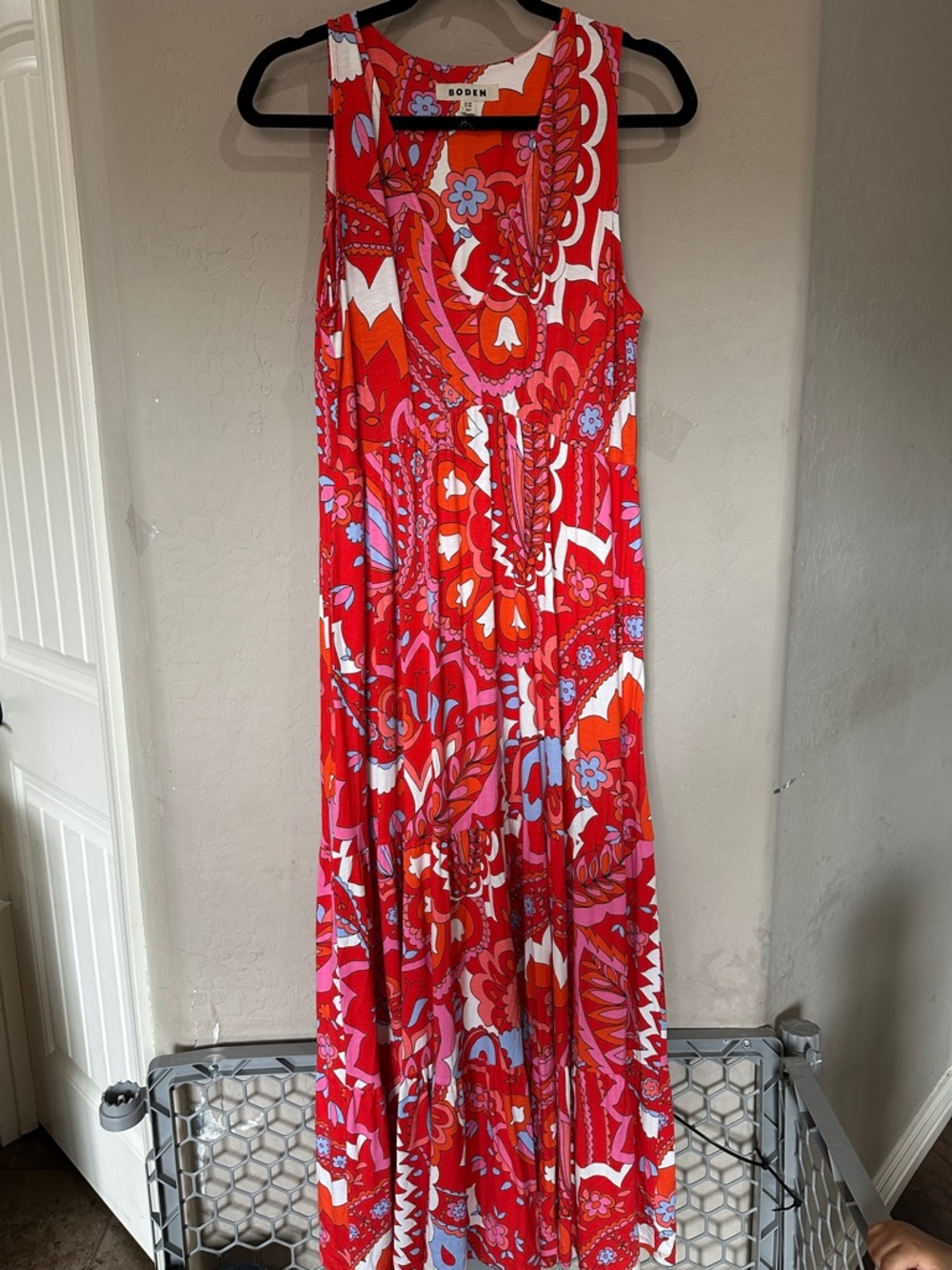 Boden Red, Pink & Orange Paisley Maxi Dress
